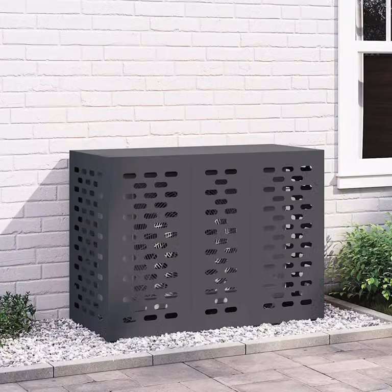 Copertura per condizionatore d'aria vidaXL in acciaio, colore antracite, L 110 x P 50 x H 80 cm