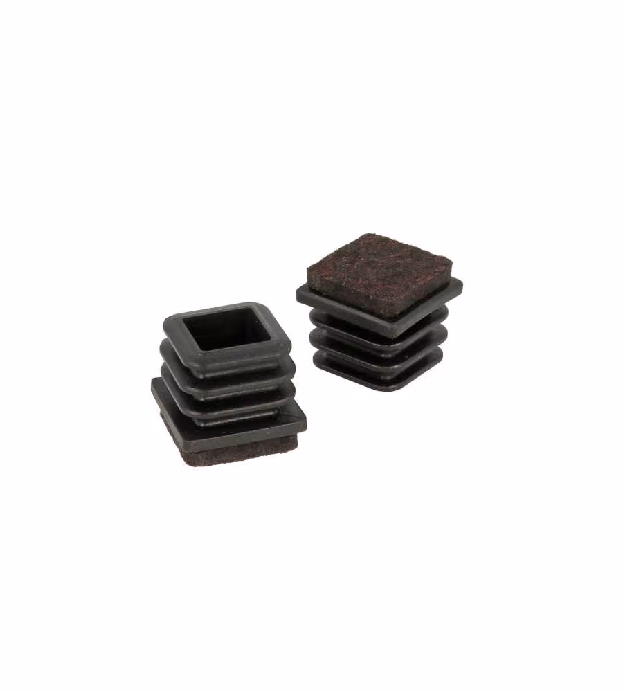 Puntali interni alettati quadri neri con feltro 15 x 15 mm