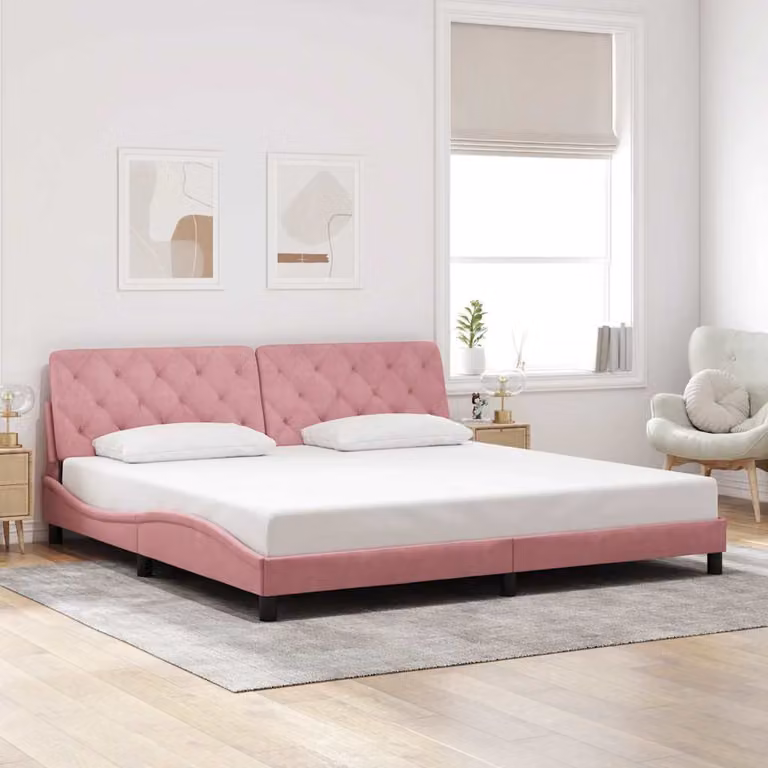 vidaXL Giroletto in Velluto Rosa senza Materasso L/P: 200 x 200 cm
