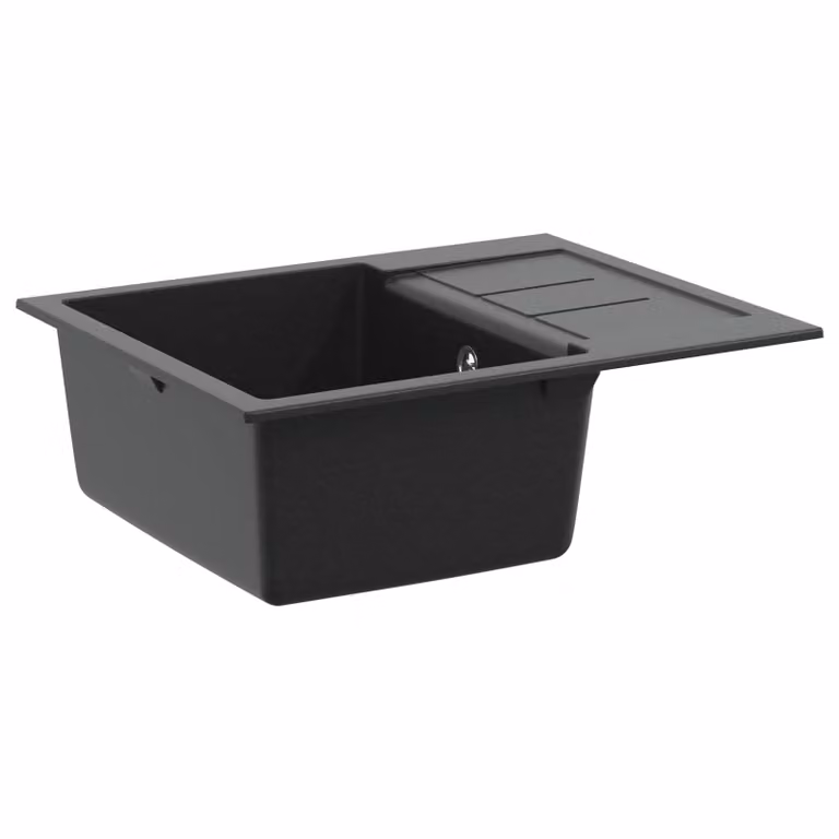 Lavello vidaXL Nero in Quarzo e Resina L: 62 cm, P: 50 cm