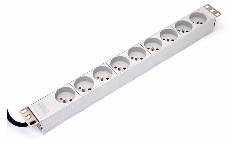 Digitus A-19-STRIP-3-IMP, controllato, 1U, bianco, 9 prese di corrente / prese di corrente, 1,8 m, 250 V