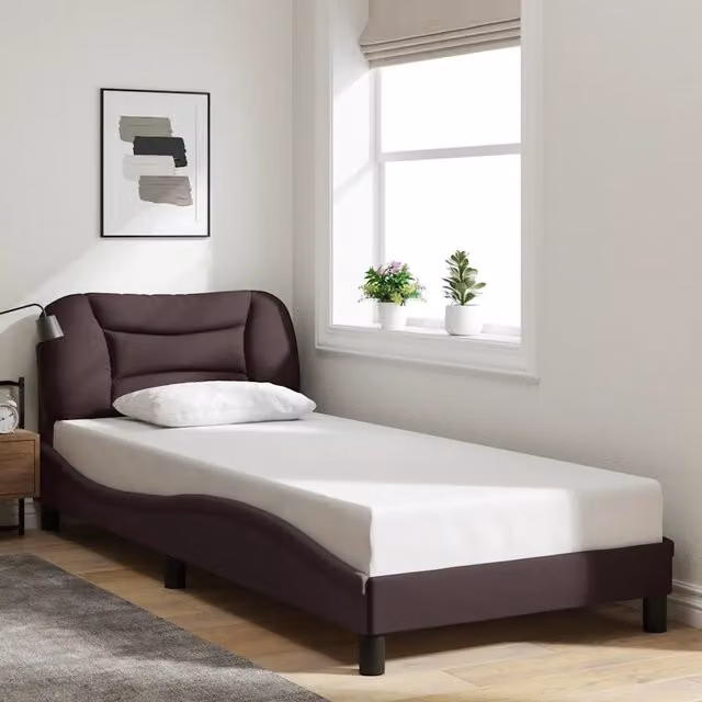 Giroletto senza materasso Hvar vidaXL marrone con struttura imbottita e doghe in legno L/P/H: 190 x 90 x 208 cm