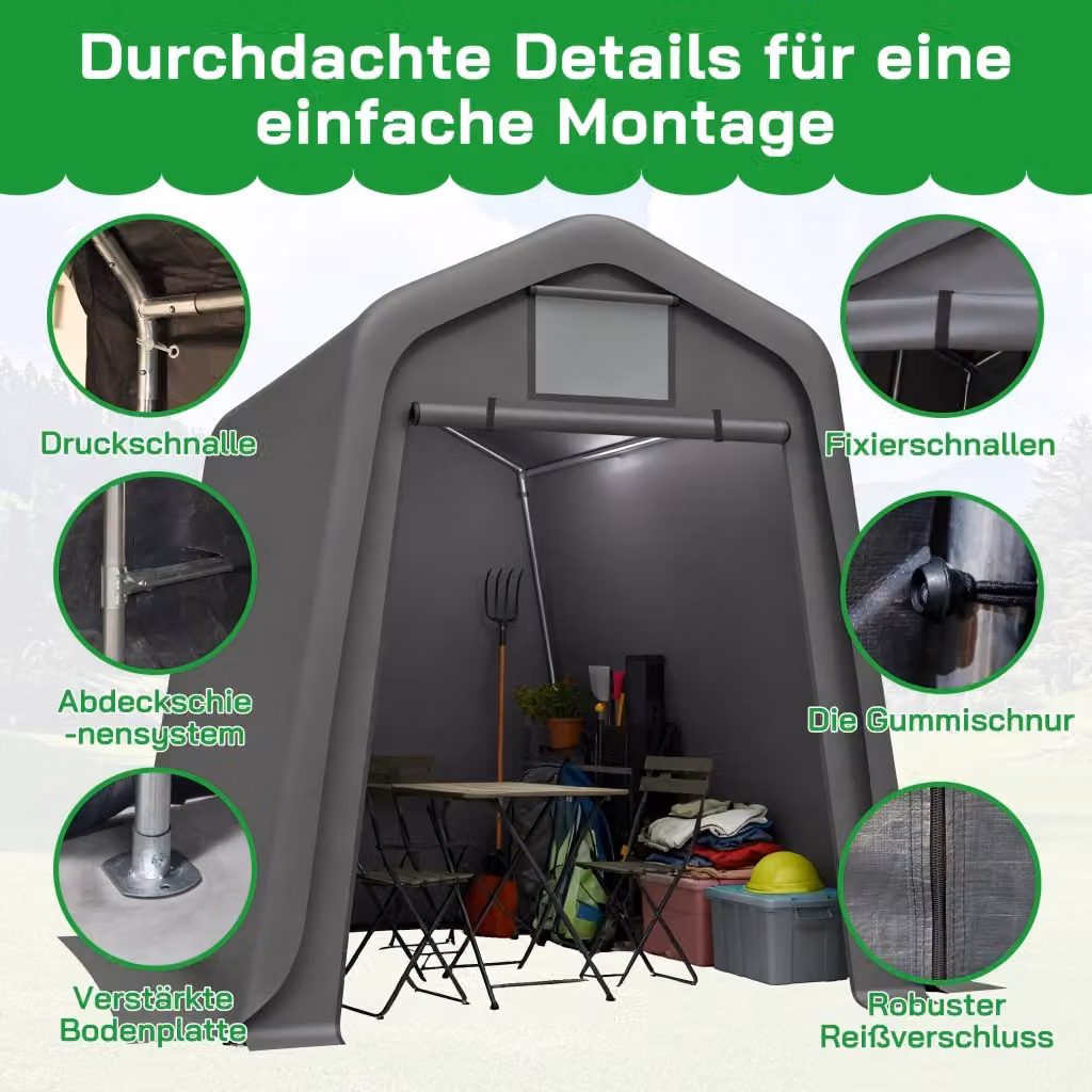 Deposito REDOM Grigio con finestra per attrezzi e biciclette L: 245 cm, P: 183 cm, H: 217 cm – 2