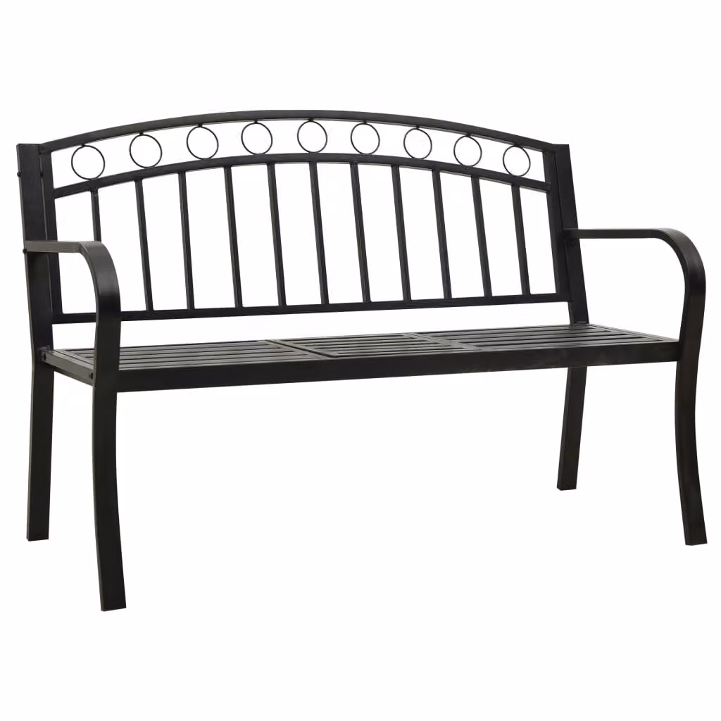 Panchina da giardino con tavolo nero 120 cm in acciaio