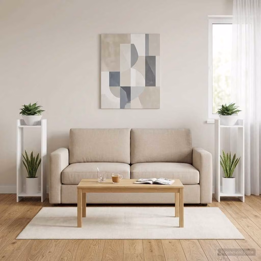 Set di 2 supporti per piante vidaXL in legno MDF bianco, L/P/H: 30 x 30 x 100 cm