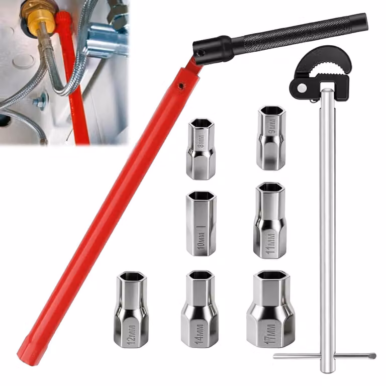 Set di 10 chiavi a tubo da 8 a 17 mm, ideali per impianti idraulici e lavori fai-da-te