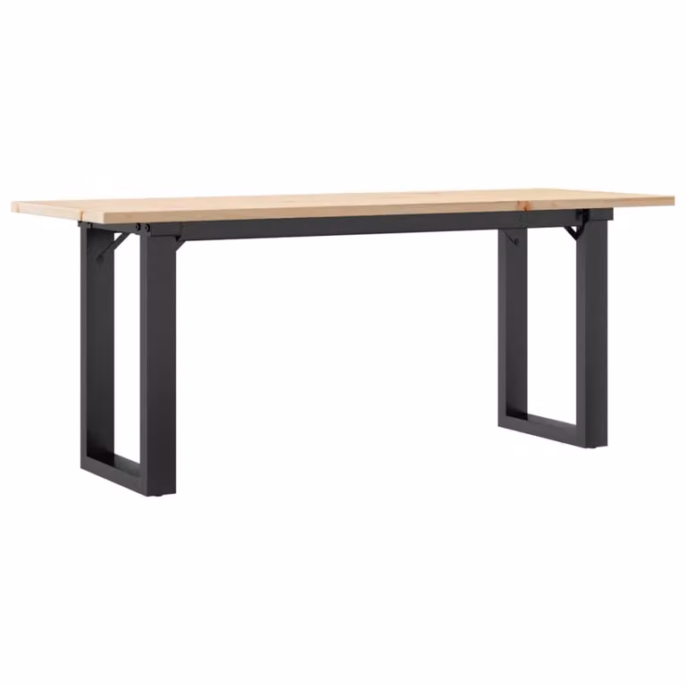 Tavolino Salotto Telaio a O 110x40x45cm Legno Pino e Acciaio