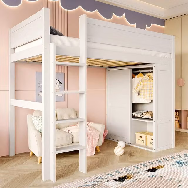 Letto a castello 90x200cm - Xylo - bianco, spazio aperto, senza rete
