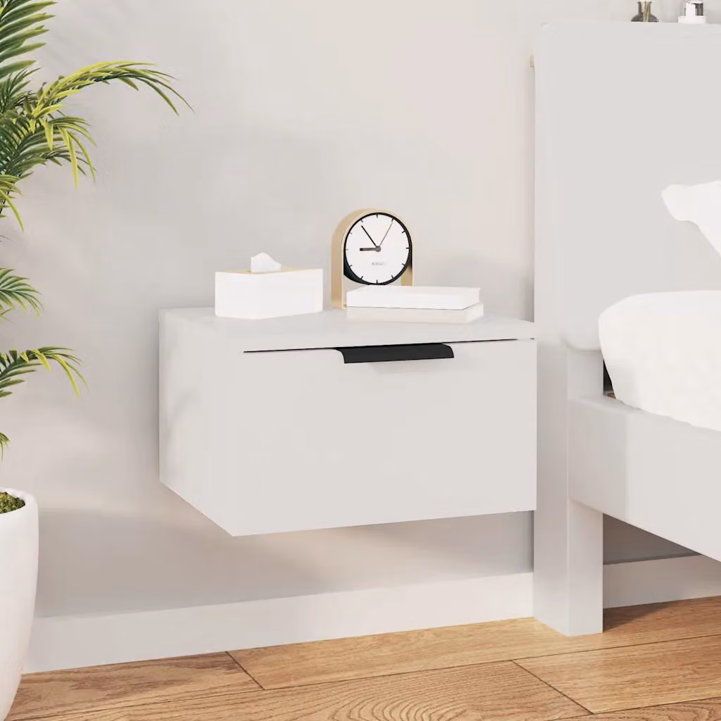 vidaXL Comodino a Muro Bianco Moderno L: 34 cm, P: 30 cm, H: 20 cm
