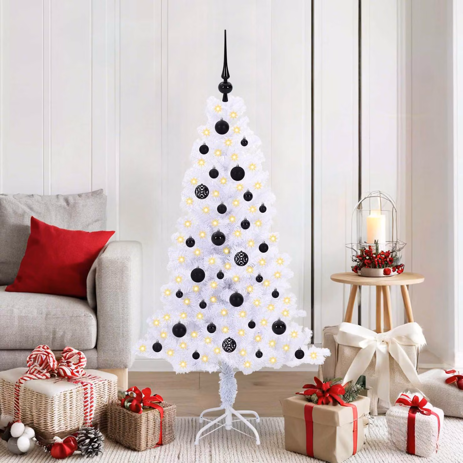 Maison Exclusive - Albero di Natale artificiale bianco, 150 cm, in PVC e acciaio
