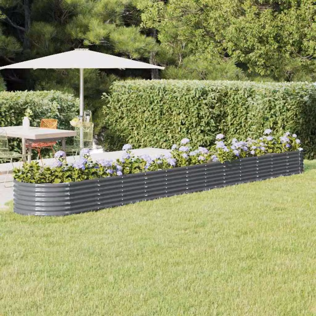 Letto da giardino rialzato vidaXL in acciaio zincato colore antracite L: 512 cm, P: 80 cm, H: 36 cm