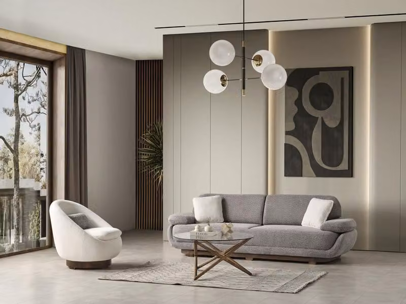 Sofagarnitur 3+1 Sitzer Design Textil Polstermöbel Wohnzimmer Design Sofas Set