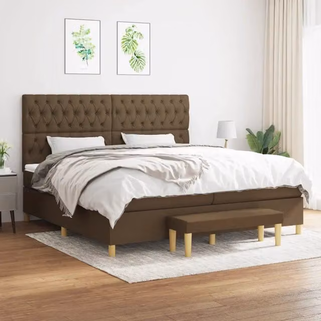 Letto Ibrido con Giroletto a Molle e Materasso vidaXL, Marrone e Bianco, L/P: 200 x 200 cm – 1
