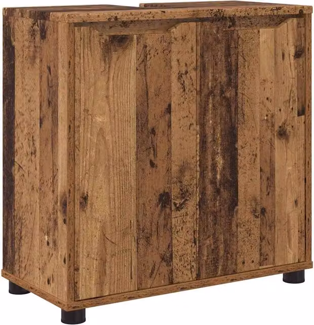Mobile lavabo da bagno moderno 60 x 30 x 60 cm con ripiani regolabili in legno multistrato antico 02_0054579