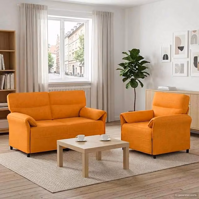 Set di divani 2 pz Giallo Scuro Tessuto 3424852