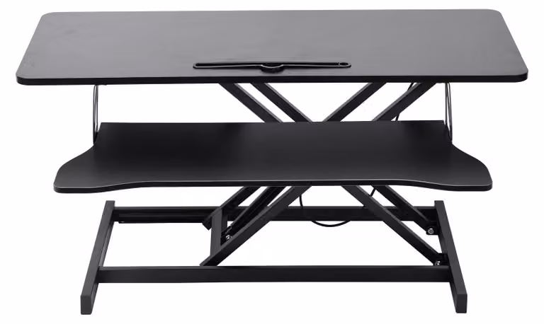 Poggiapiedi regolabile in altezza per scrivania standing - Regolazione manuale dell'altezza - Con supporto per tastiera - Rettangolare - Per computer - Richiede montaggio - Nero