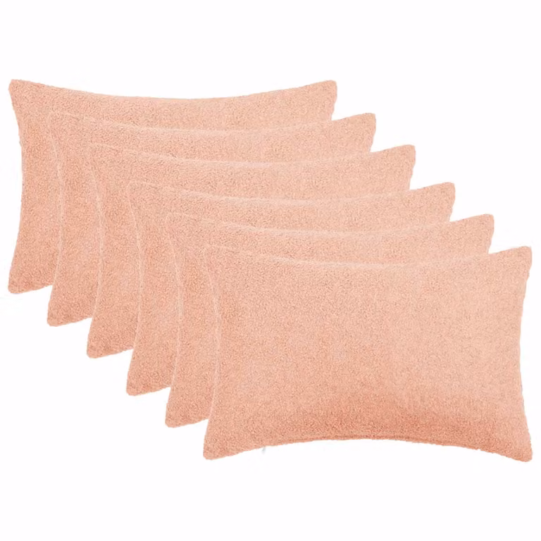 Set di 6 federe vidaXL HEERLEN rosa in tessuto bouclé, L 50 cm x P 30 cm