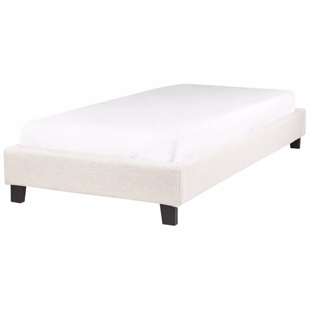 Letto singolo BELIANI in bouclé beige con rete a doghe senza testiera L/P: 90 x 200 cm – 2