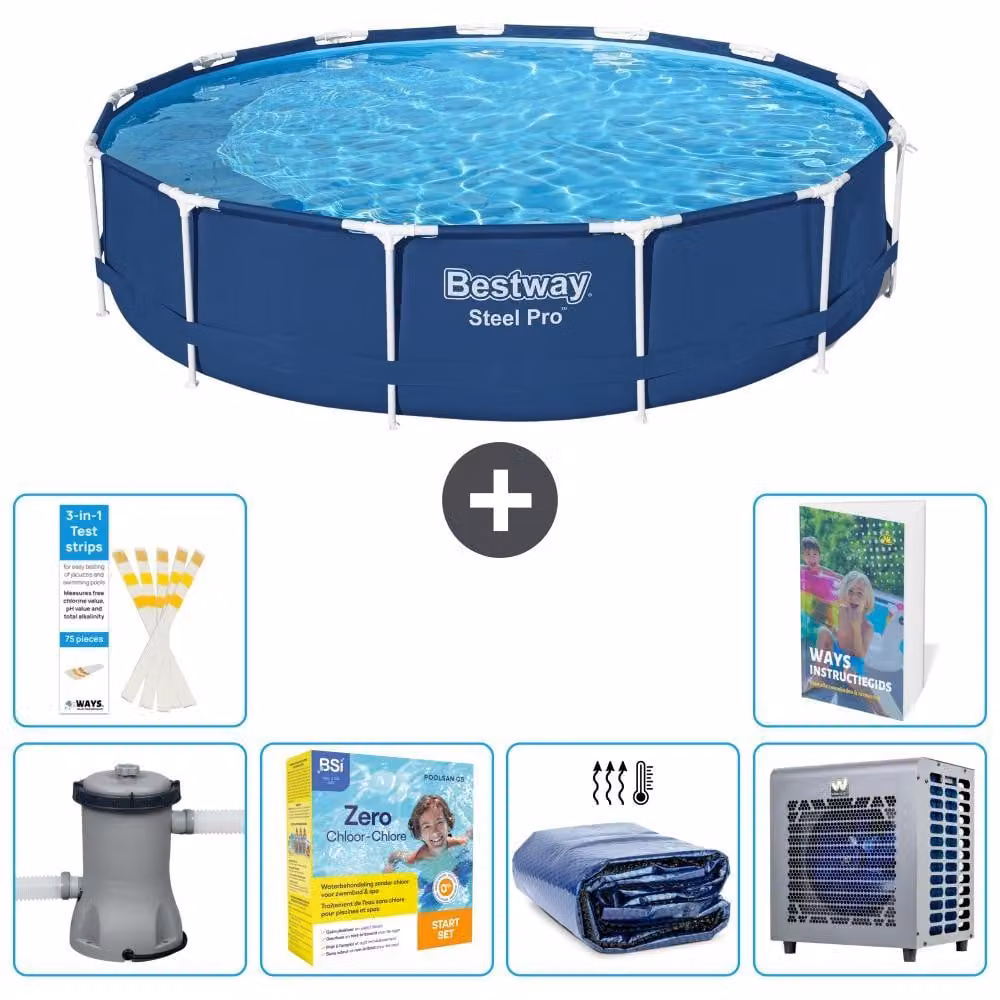 Piscina gonfiabile Bestway Steel Pro, rotonda, dimensioni 396x84 cm, composta da 5 parti, modello S331