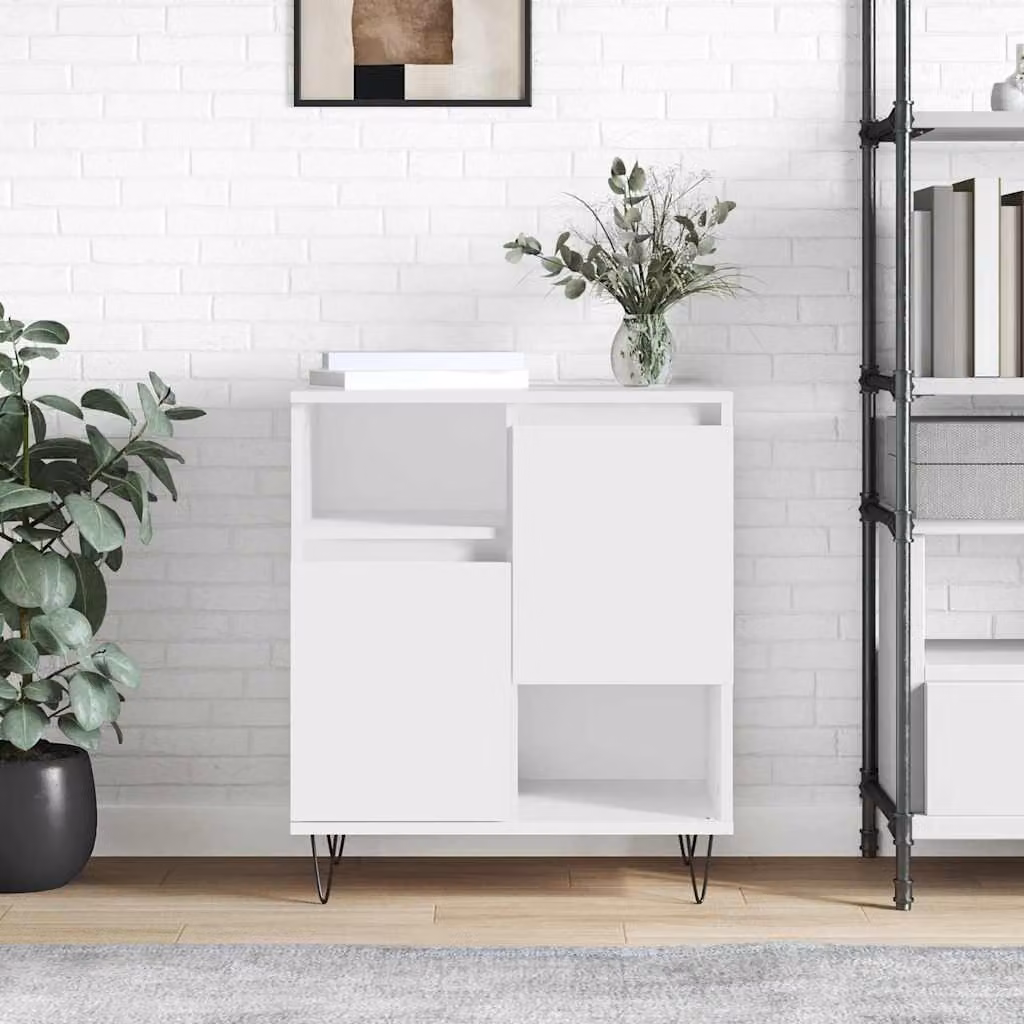 Credenza moderna vidaXL in legno e metallo bianca L/P/H: 60 x 35 x 70 cm