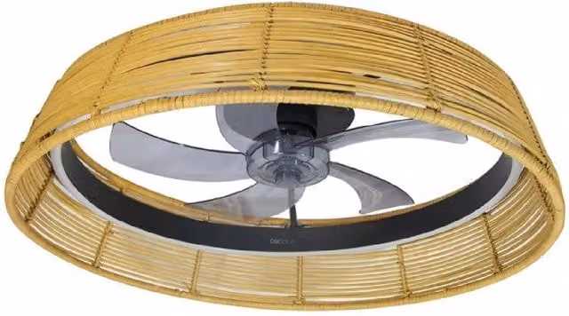 Lampada Cecotec EnergySilence LampAero 600 Natural Design in rattan e bambù, colore beige e legno, con tecnologia LED, telecomando e timer
