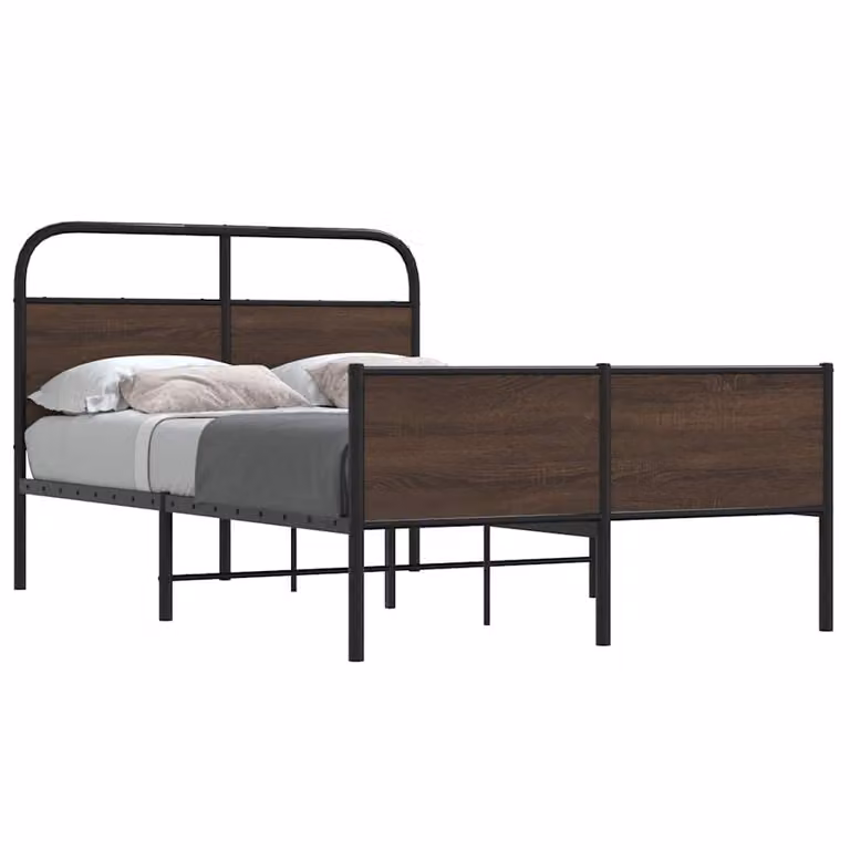 vidaXL Giroletto senza Materasso in Rovere Marrone con Struttura in Metallo e MDF L/P: 140 x 190 cm