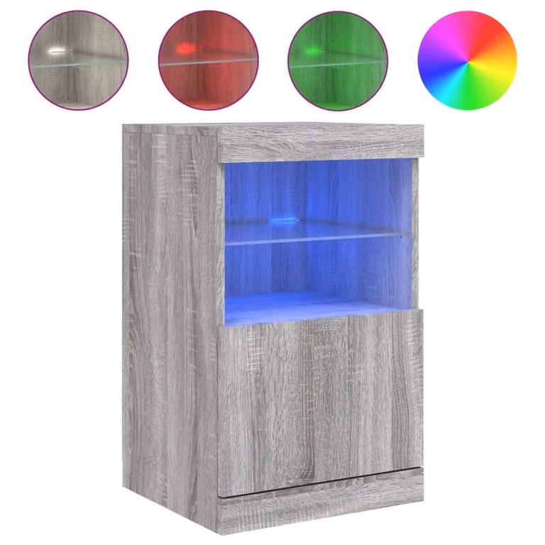 Credenza con Luci LED Grigio Sonoma 41x37x67 cm