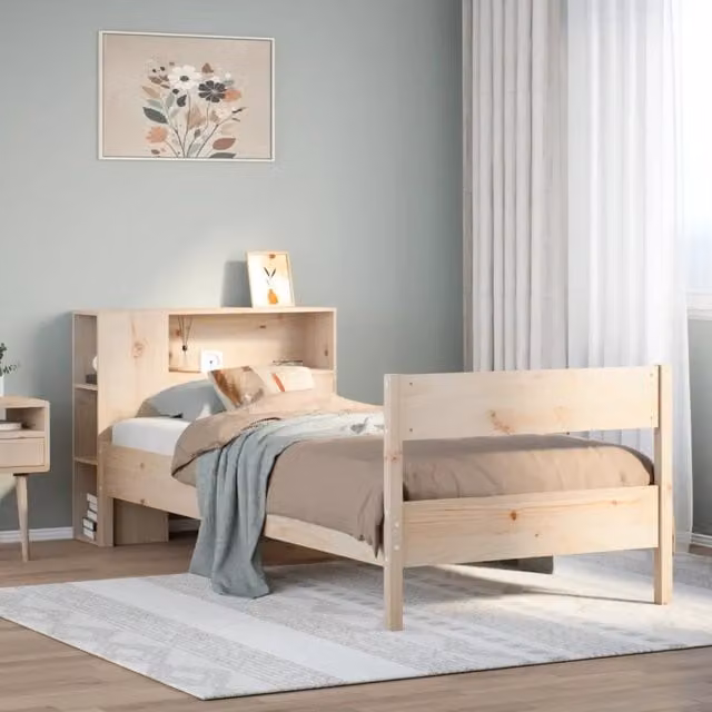 Giroletto con Libreria senza Materasso 75x190 cm in Legno Pino 3322972