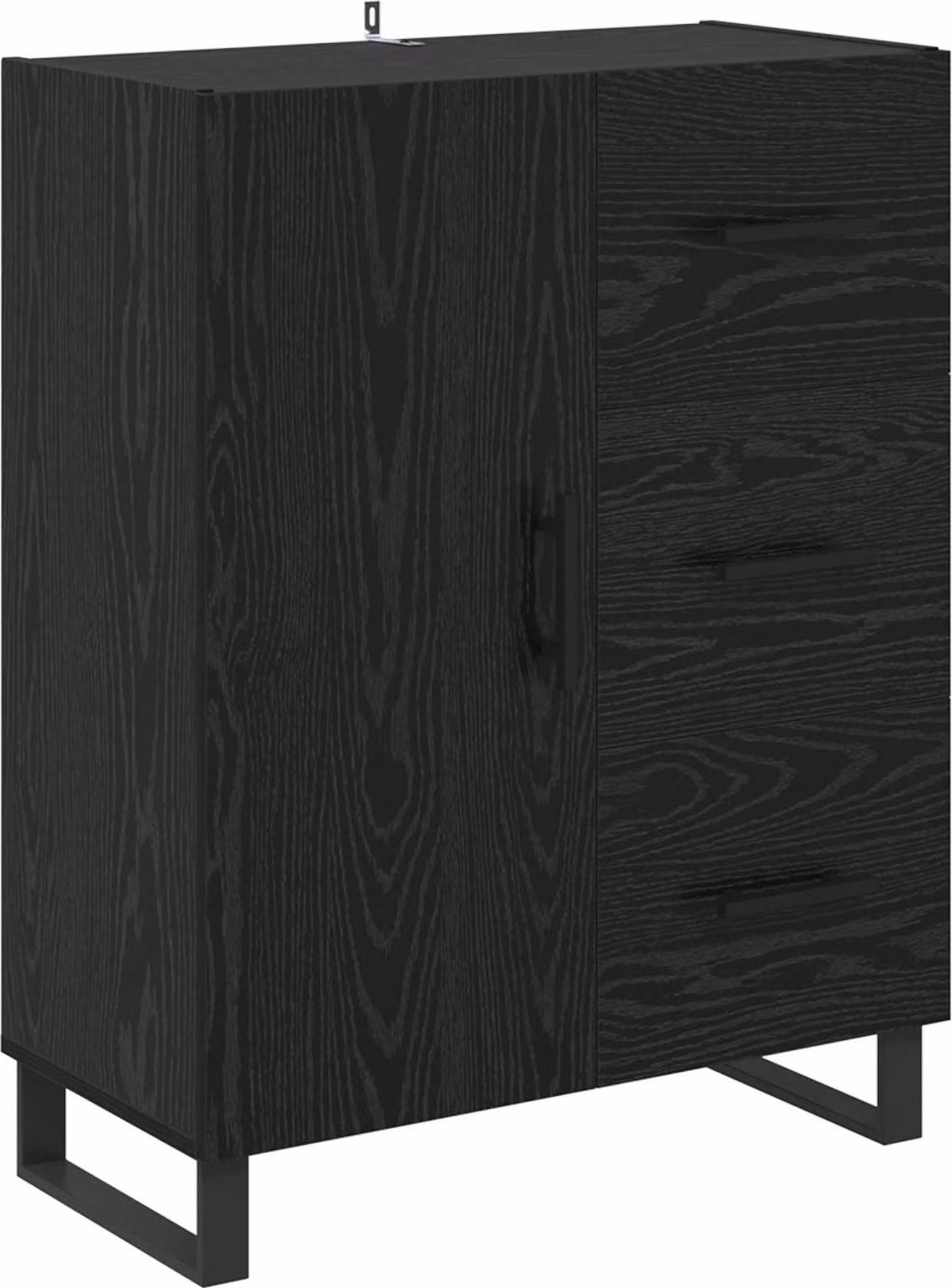 Credenza con cassetto Rovere Nero 69,5 x 34 x 90 cm