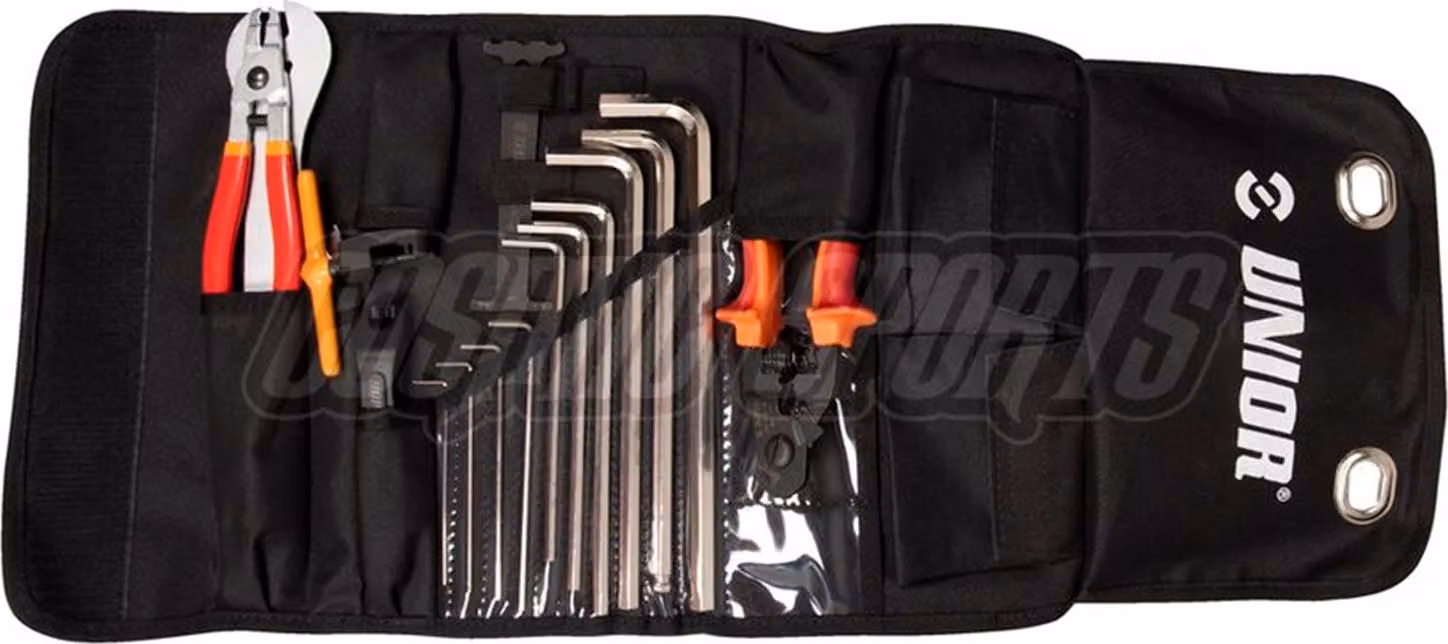 Unior 1600BMX-ROLL Set di attrezzi per BMX in borsa arrotolabile, rosso