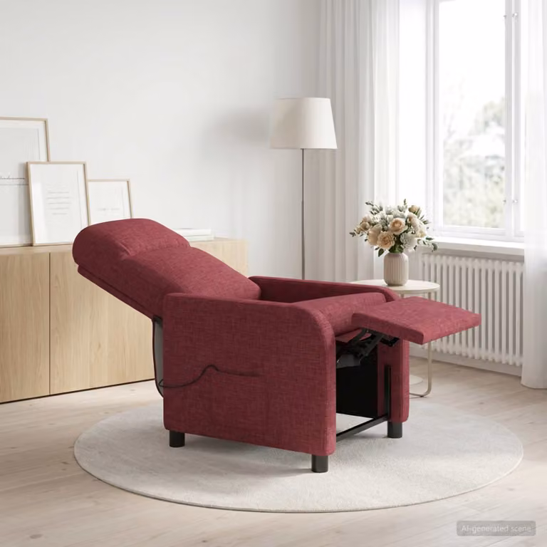 Poltrona relax reclinabile vidaXL in tessuto rosso con braccioli e struttura mista
