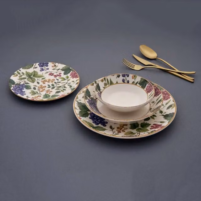 Servizio piatti Noma DMORA in ceramica con decoro floreale, set da 24 pezzi, multicolore – 1