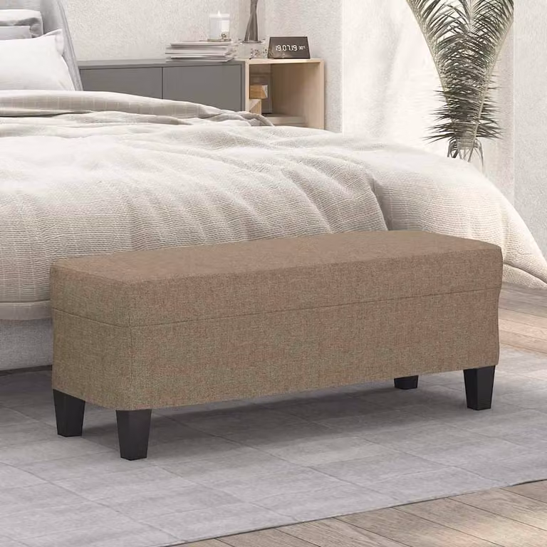 Panca moderna vidaXL in tessuto beige con struttura in legno L 100 cm x P 35 cm x H 41 cm