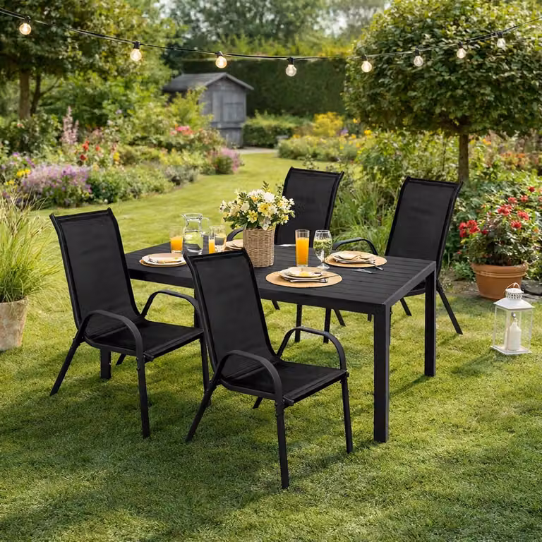 Set da giardino Set di sedute 5 pezzi 180x90cm Alluminio / Non-Legno