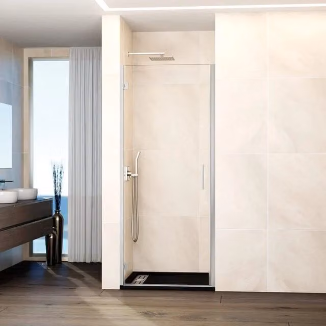 Box doccia frontale GLASS 1 porta battente 80 cm (75,7-80,2) nichel trasparente