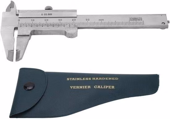 Calibro manuale con doppia scala - portata 0-50 mm - ideale per misurazioni di piccole dimensioni - con custodia - in metallo