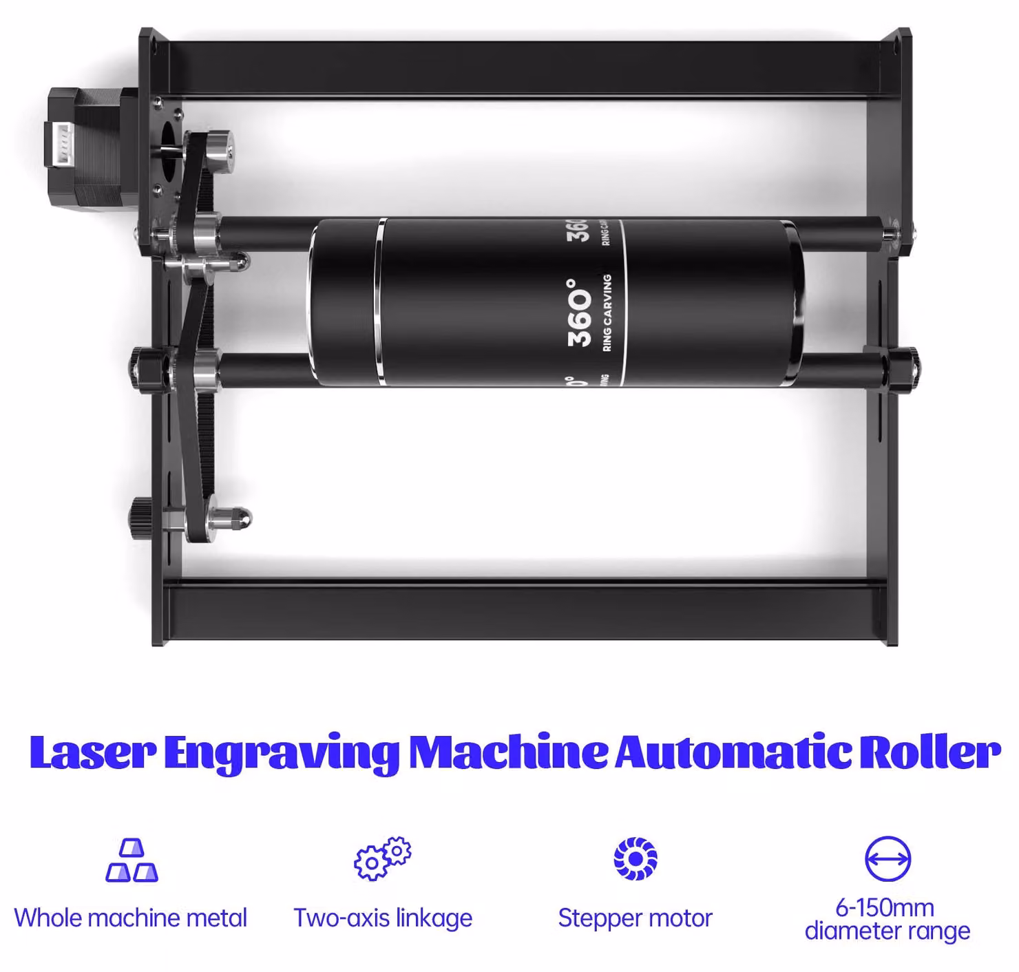Rullo per incisione laser - Rullo rotante per l'asse Y - Adatto per oggetti cilindrici - Ideale per lattine - Ampia area di incisione - 4 blocchi di sollevamento