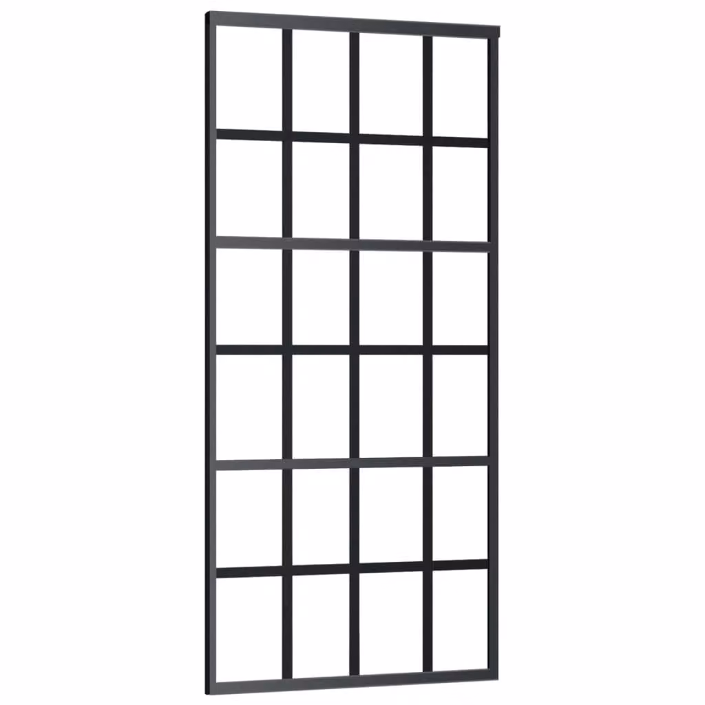 Porta Scorrevole in Vetro ESG e Alluminio 90x205 cm Nera