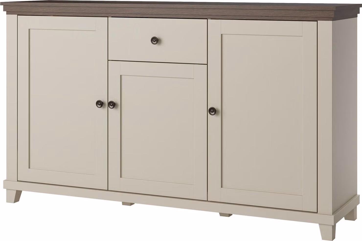 Masseno cassettiera EVANDRO 160 cm credenza con 1 cassetto e 3 ante per soggiorno camera da letto moderna 160x42x93 cm Beige / Beige