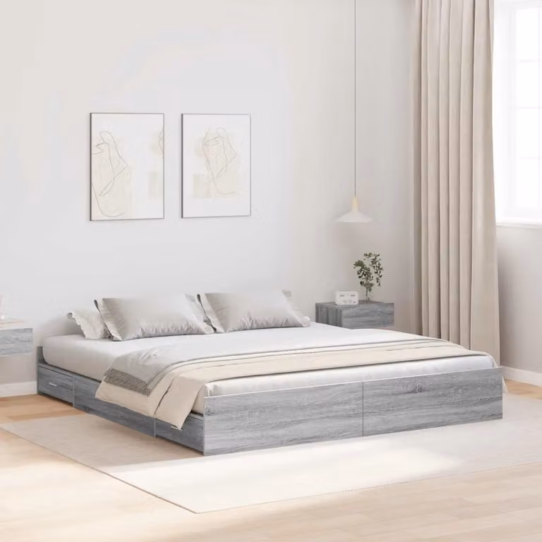 vidaXL Struttura letto con contenitore Grigio Sonoma L/P: 200 x 200 cm