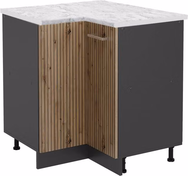 Mobile ad angolo cucina R-Line Rovere artigianale/Antracite 75.6 cm, PL Marmo Vicco