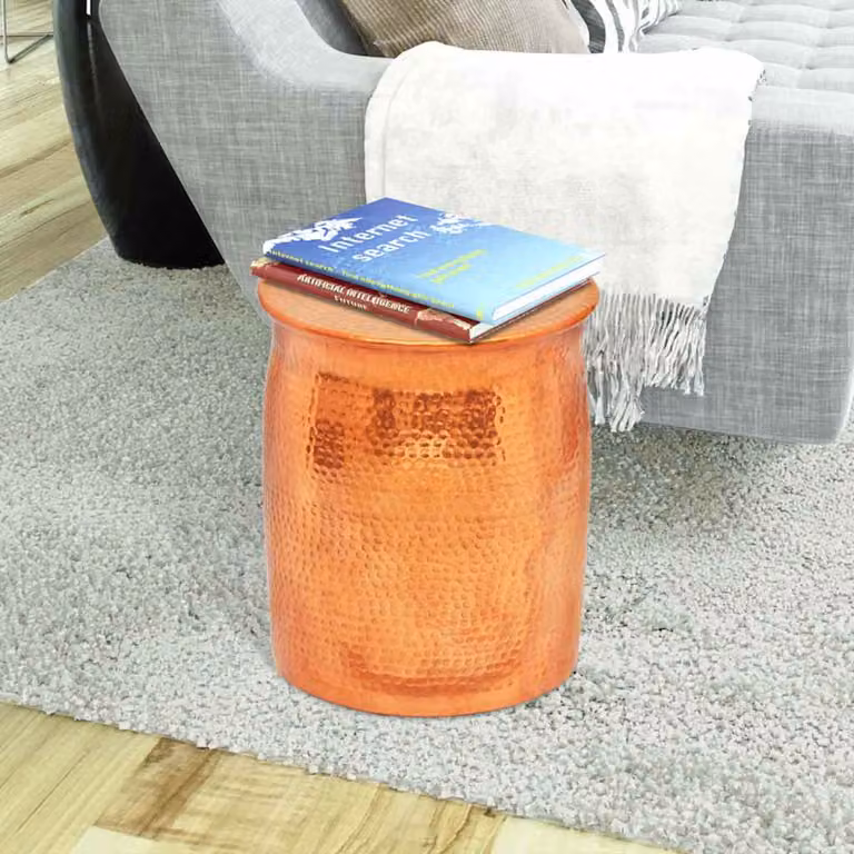 vidaXL Sgabello/Tavolino Laterale Alluminio Battuto Colore Ottone/Rame