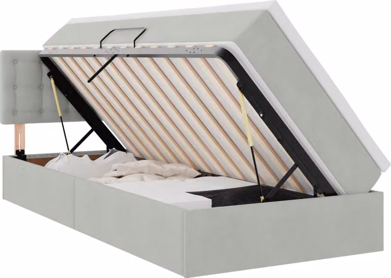 Letto con contenitore LED e materasso Grigio Chiaro 90 x 200 cm