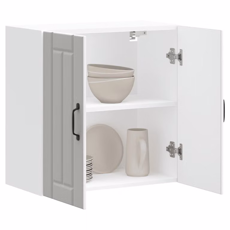 Pensile da cucina moderno vidaXL Lucca bianco con ante in vetro e ripiani interni, L/P/H: 60 x 25 x 31 cm