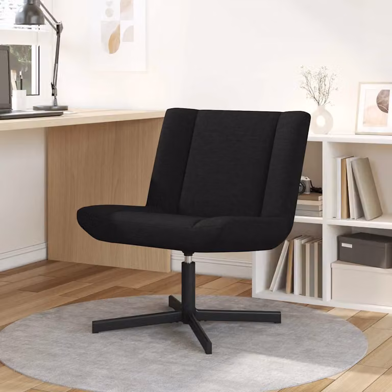Sedia girevole moderna vidaXL in tessuto nero L: 63 cm, P: 75 cm, H: 76 cm