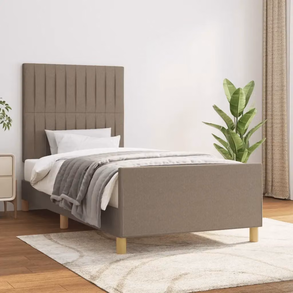 Letto singolo per adulti DESIGN IN in tessuto beige e legno di larice con struttura a doghe fisse L/P/H: 200 x 80 x 83 cm – 2
