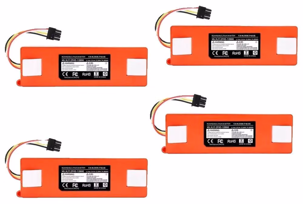 Batterie per aspirapolvere robot, 12800mAh, ricaricabili, design ecologico, confezione da 4, 14,4 V