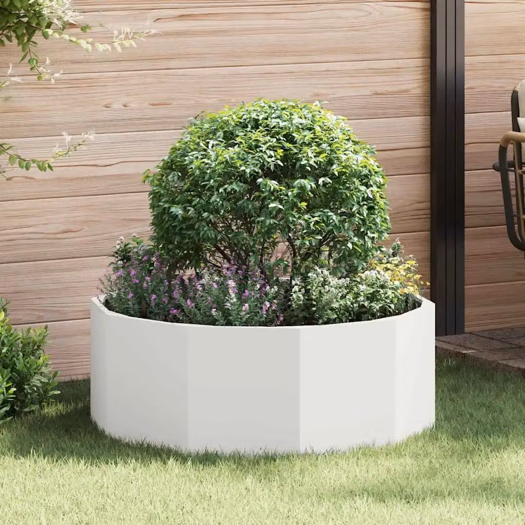 Fioriera da giardino ornamentale vidaXL in acciaio bianco L 90 cm x P 90 cm x H 35 cm