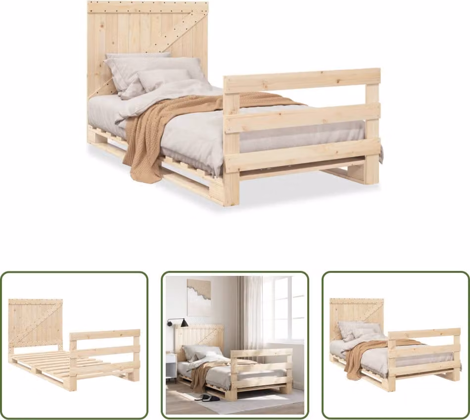 The Living Store Letto in legno massiccio con testiera 100x200 cm in pino