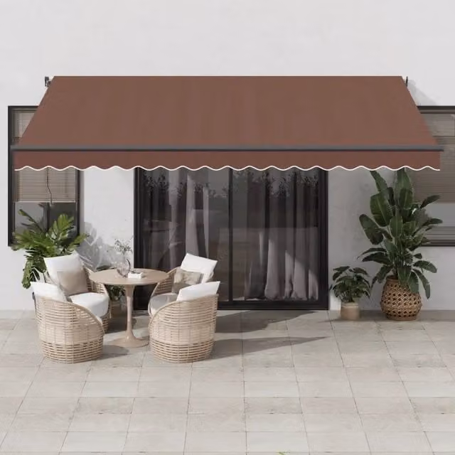 Tenda da sole retrattile manuale vidaxl in alluminio e poliestere marrone L 450 cm x P 350 cm – 1